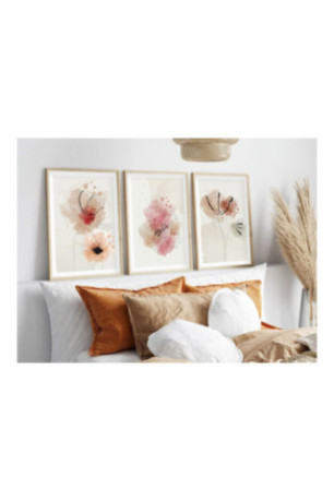 Tableau décoratif encadré en MDF (3 pièces) - Multicolore