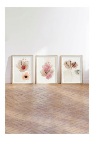 Tableau décoratif encadré en MDF (3 pièces) - Multicolore