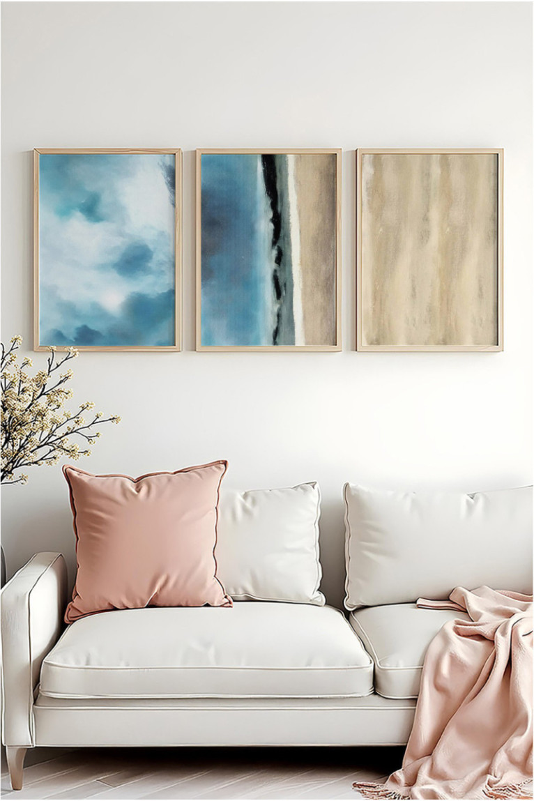 Tableau décoratif encadré en MDF (3 pièces) - Multicolore