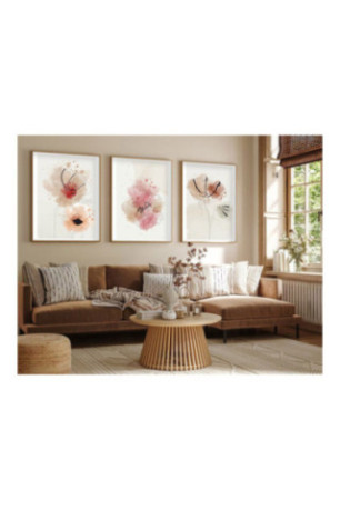 Tableau décoratif encadré en MDF (3 pièces) - Multicolore
