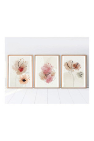 Tableau décoratif encadré en MDF (3 pièces) - Multicolore
