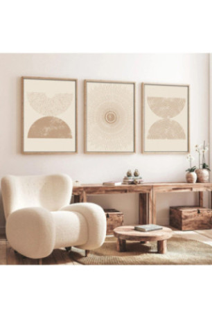 Tableau décoratif encadré en MDF (3 pièces) - Multicolore