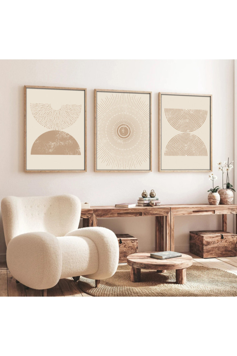 Tableau décoratif encadré en MDF (3 pièces) - Multicolore