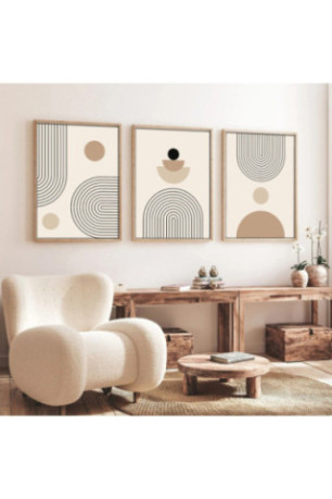 Tableau décoratif en MDF encadré (3 pièces) - Multicolore