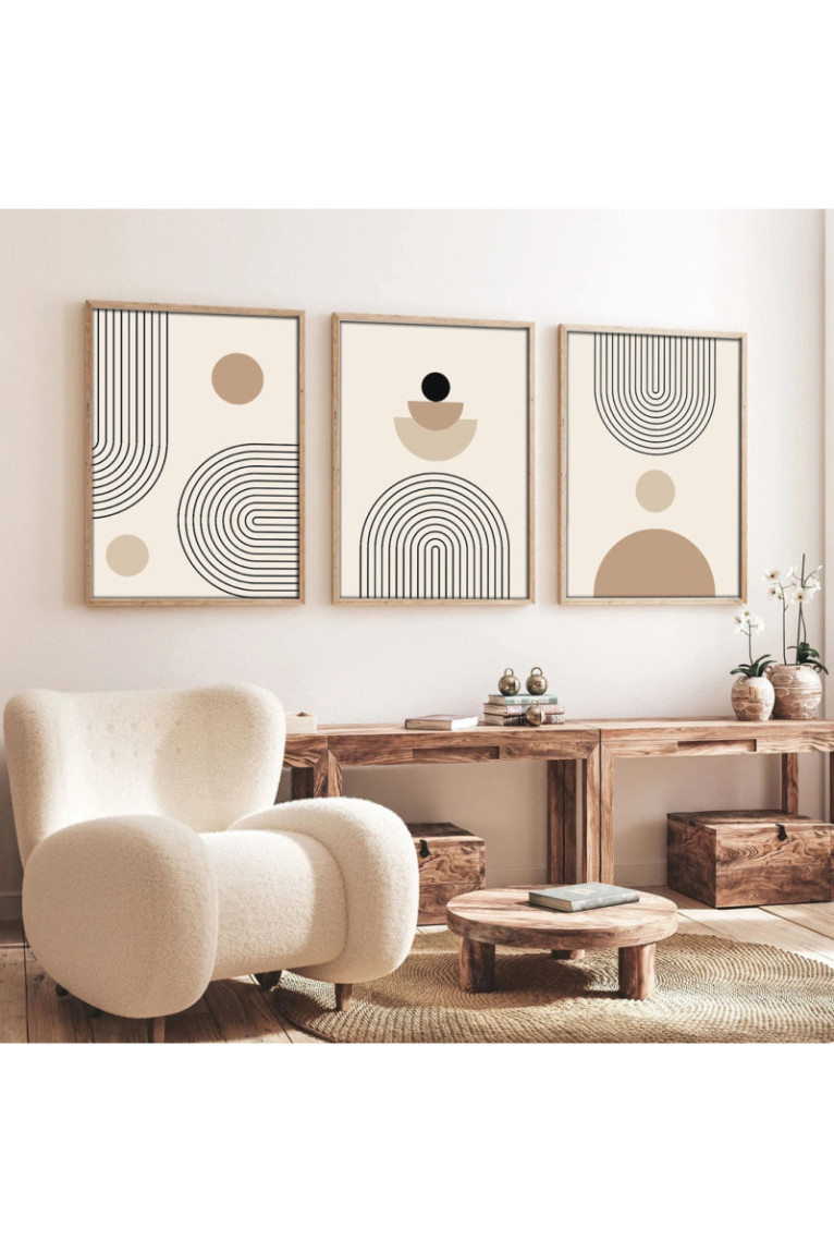 Tableau décoratif en MDF encadré (3 pièces) - Multicolore