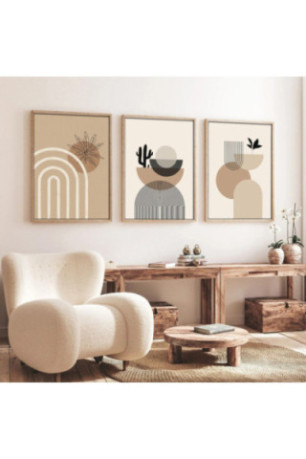 Tableau décoratif en MDF encadré (3 pièces) - Multicolore