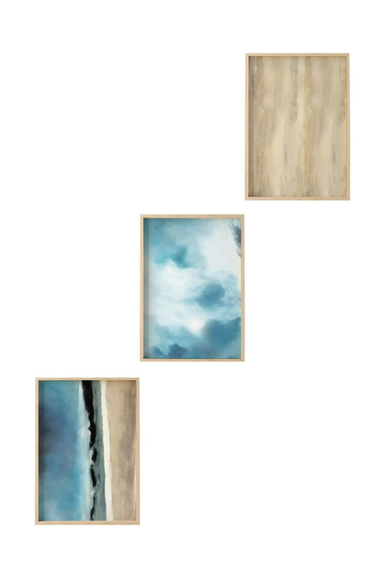 Tableau décoratif en MDF encadré (3 pièces) - Multicolore