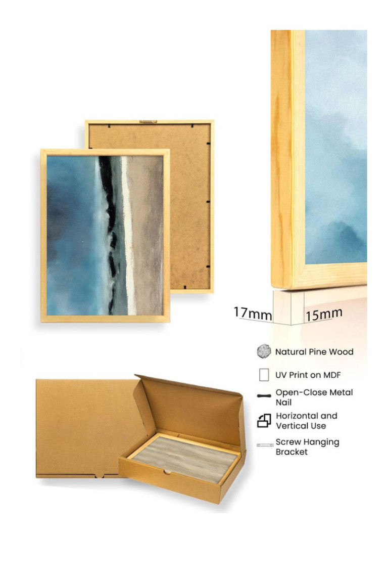 Tableau décoratif en MDF encadré (3 pièces) - Multicolore