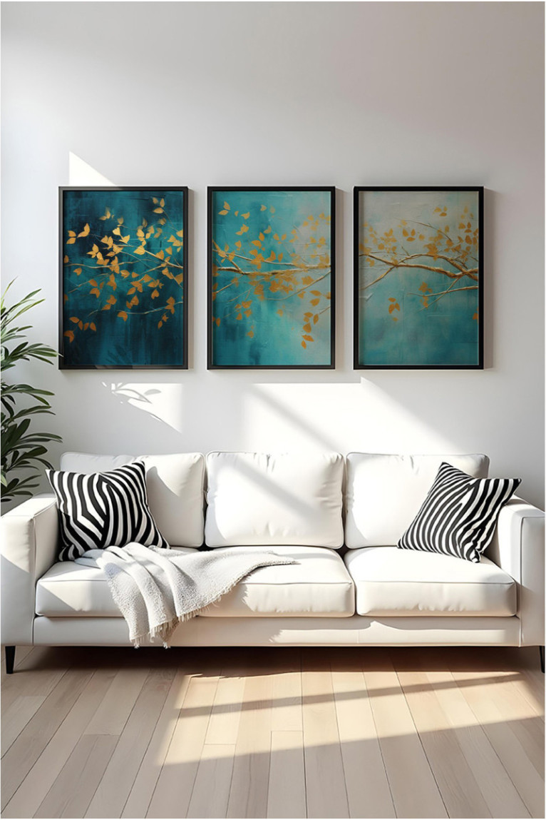 Tableau décoratif en MDF encadré (3 pièces) - Multicolore