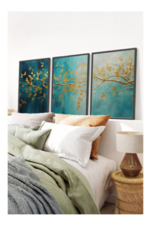 Tableau décoratif en MDF encadré (3 pièces) - Multicolore