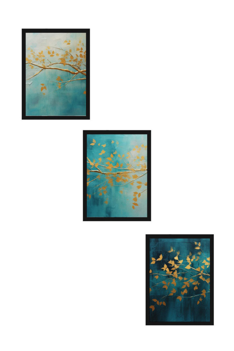 Tableau décoratif en MDF encadré (3 pièces) - Multicolore