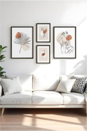Tableau décoratif en MDF encadré (4 pièces) - Multicolore