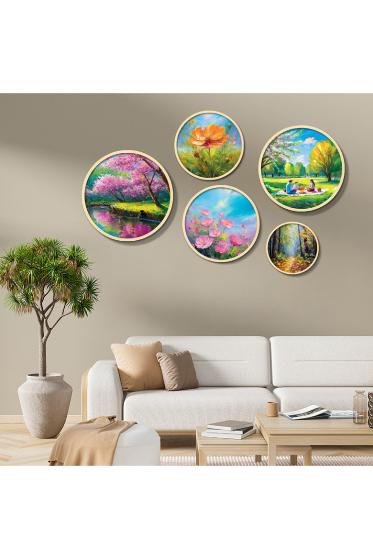 Tableau décoratif en MDF encadré (5 pièces) - Multicolore