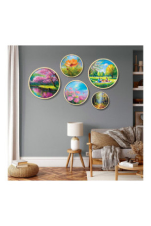 Tableau décoratif en MDF encadré (5 pièces) - Multicolore