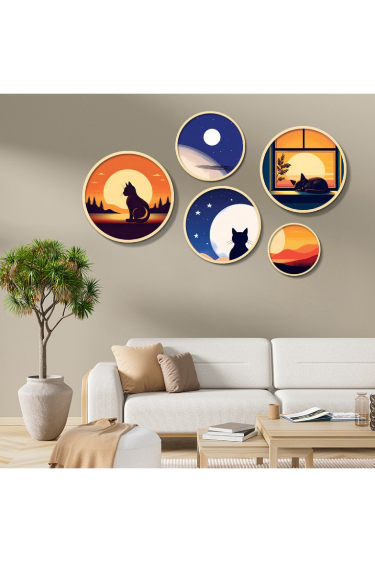 Tableau décoratif en MDF encadré (5 pièces) - Multicolore