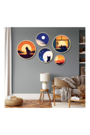 Tableau décoratif en MDF encadré (5 pièces) - Multicolore