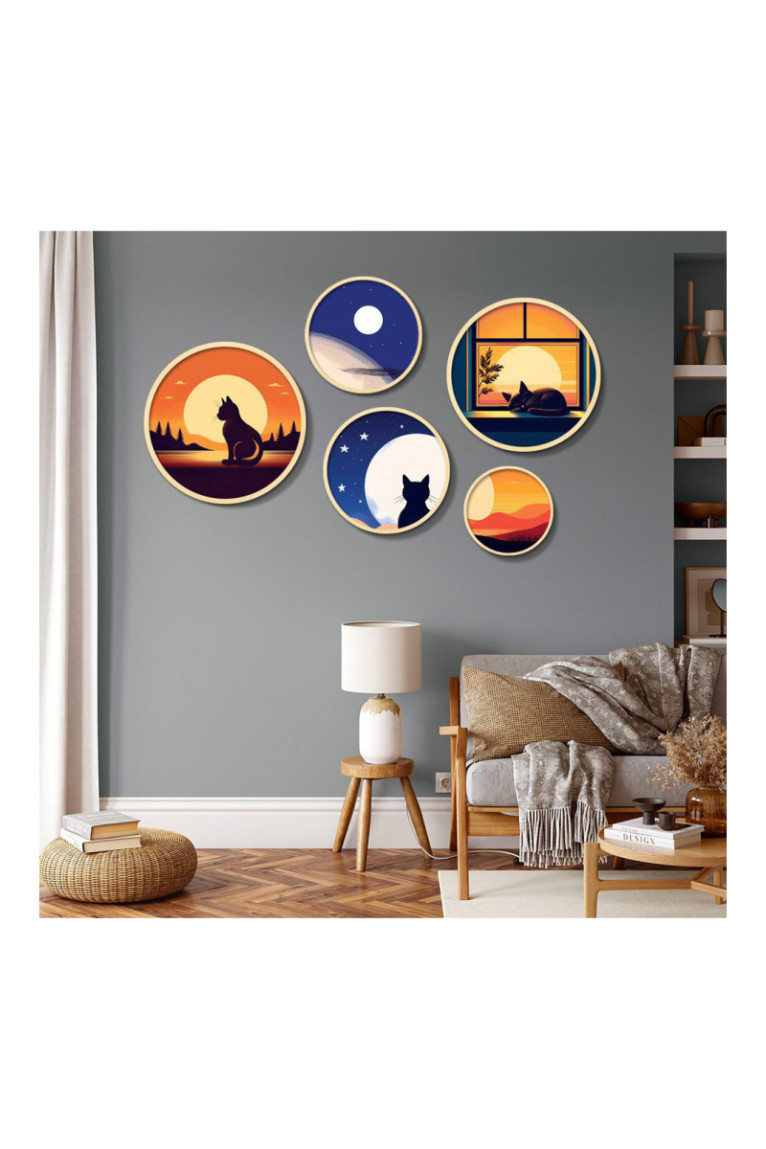 Tableau décoratif en MDF encadré (5 pièces) - Multicolore