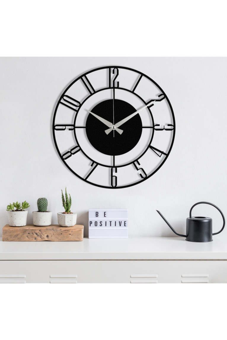 Horloge murale décorative en métal - Noir