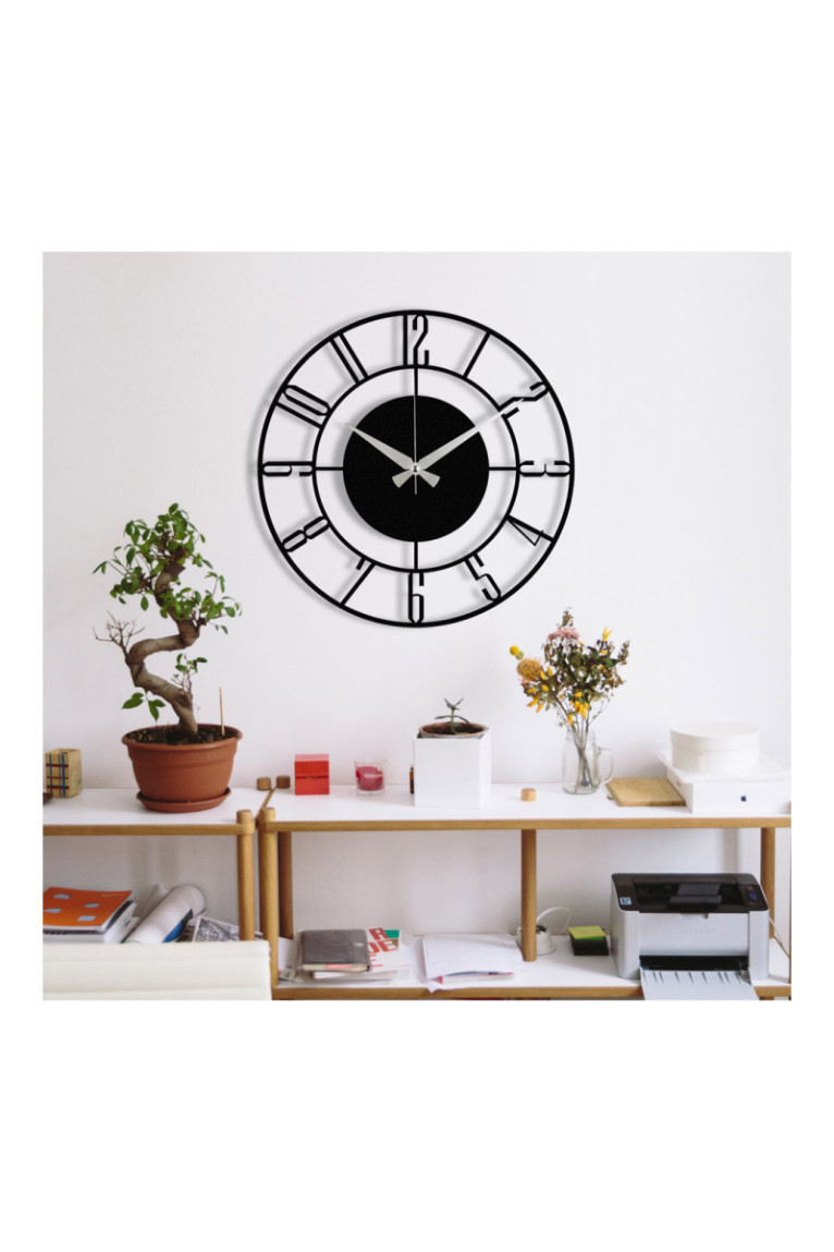 Horloge murale décorative en métal - Noir