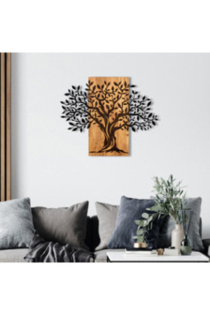 Accessoire mural décoratif en bois - Noir/Noyer