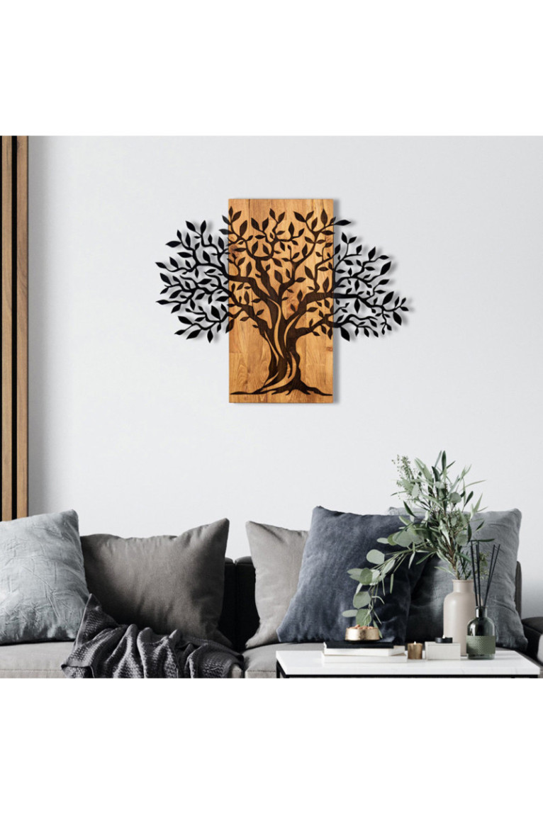 Accessoire mural décoratif en bois - Noir/Noyer