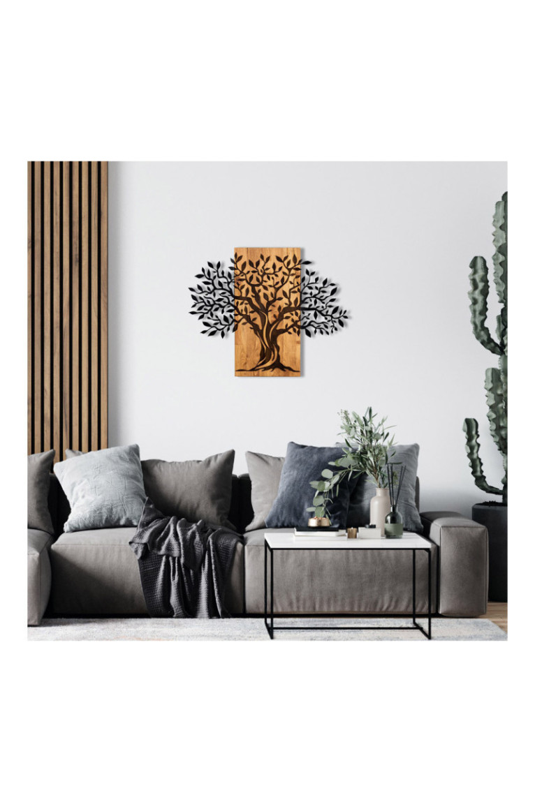 Accessoire mural décoratif en bois - Noir/Noyer
