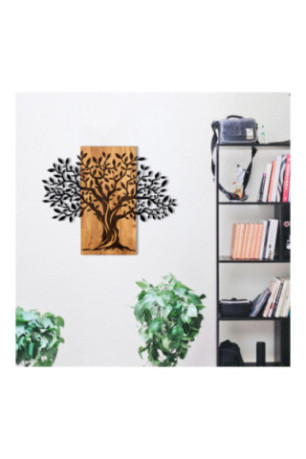 Accessoire mural décoratif en bois - Noir/Noyer