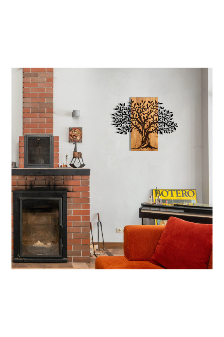 Accessoire mural décoratif en bois - Noir/Noyer