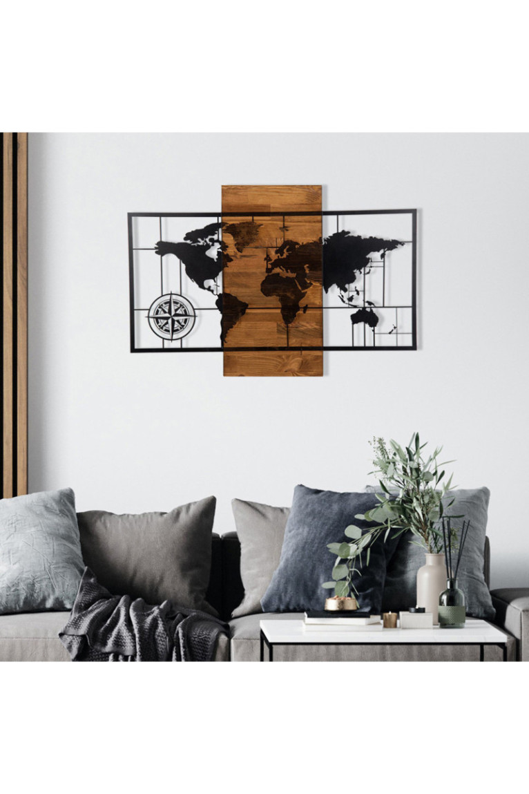 Accessoire mural décoratif en bois - Noir/Noyer