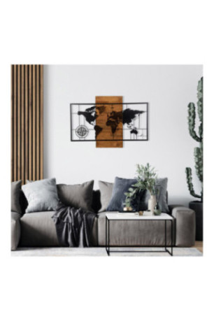 Accessoire mural décoratif en bois - Noir/Noyer
