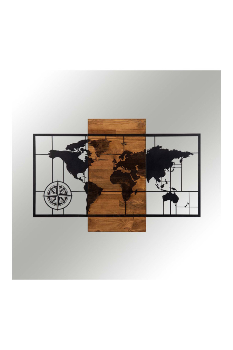 Accessoire mural décoratif en bois - Noir/Noyer