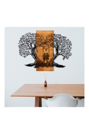 Accessoire mural décoratif en bois - Noir/Noyer