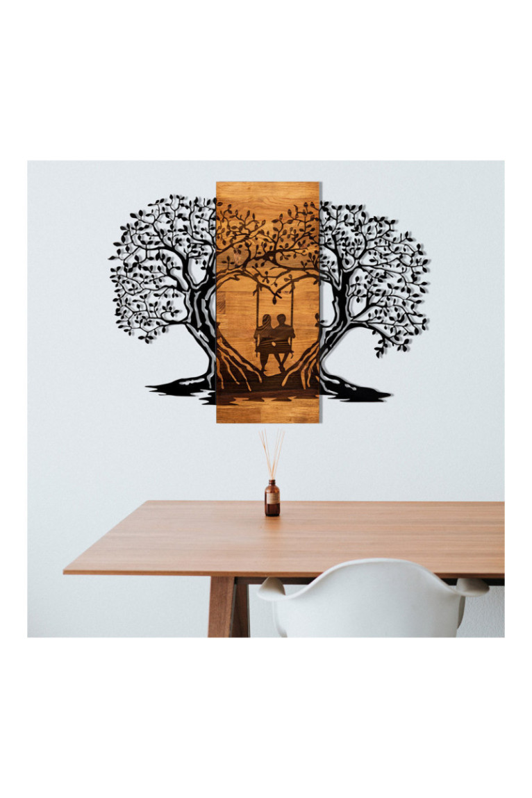 Accessoire mural décoratif en bois - Noir/Noyer