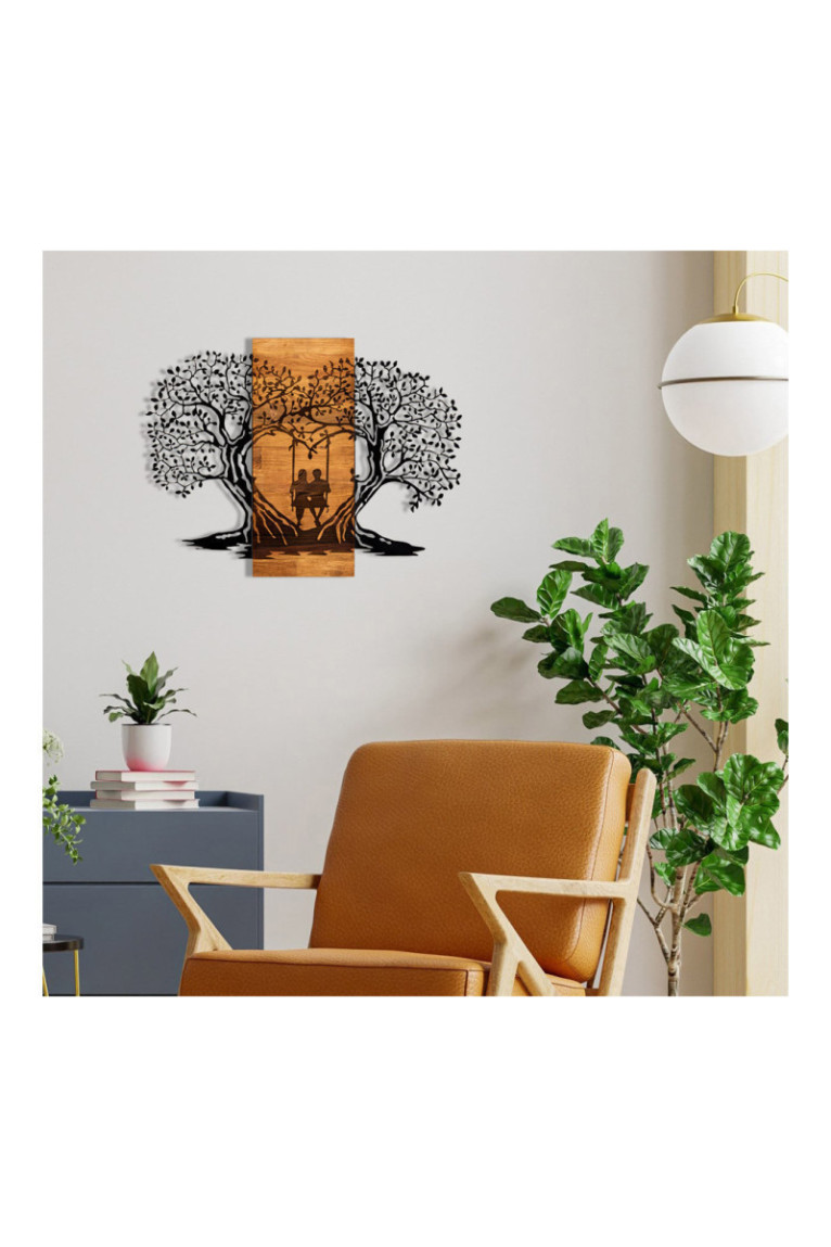 Accessoire mural décoratif en bois - Noir/Noyer