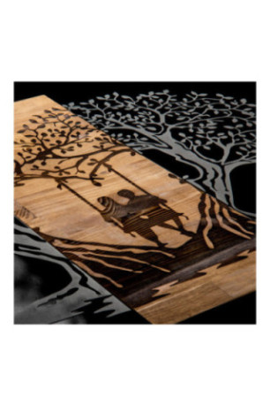 Accessoire mural décoratif en bois - Noir/Noyer