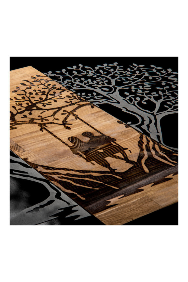 Accessoire mural décoratif en bois - Noir/Noyer