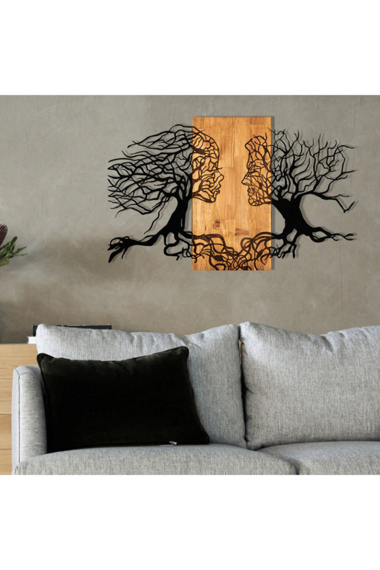 Accessoire mural décoratif en bois - Noir/Noyer