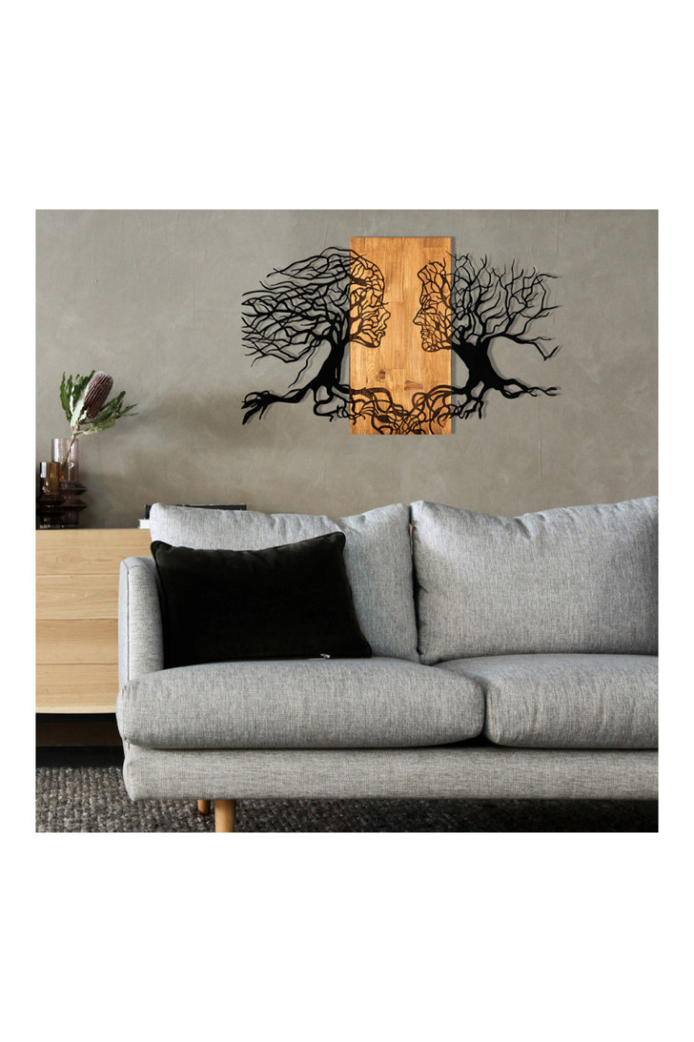 Accessoire mural décoratif en bois - Noir/Noyer