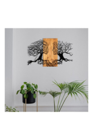 Accessoire mural décoratif en bois - Noir/Noyer