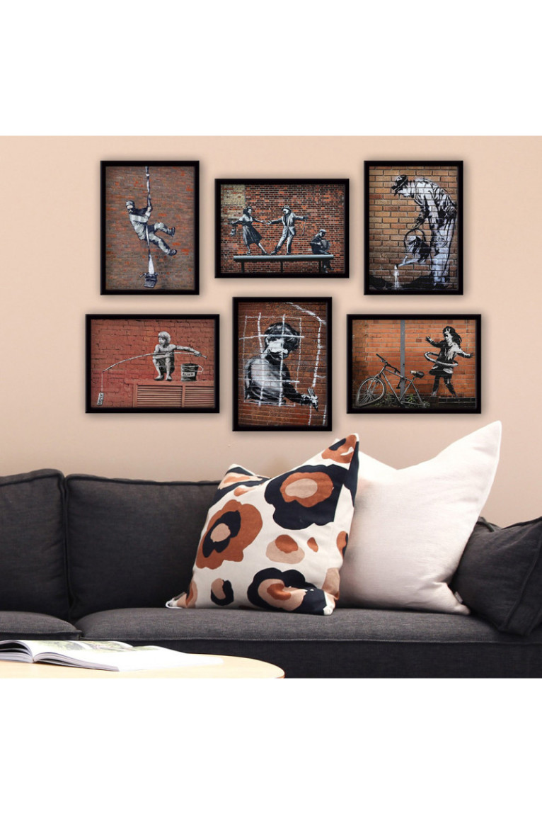 Tableau décoratif en MDF encadré (6 pièces) - Multicolore