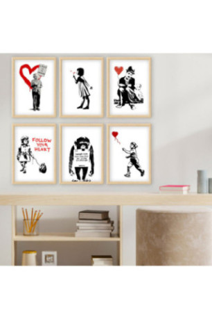 Tableau décoratif en MDF encadré (6 pièces) - Multicolore