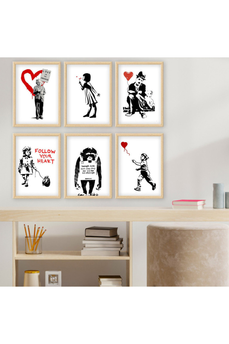 Tableau décoratif en MDF encadré (6 pièces) - Multicolore