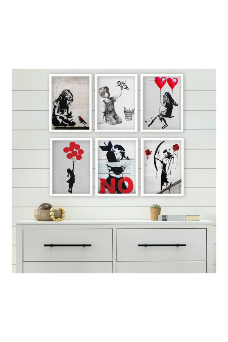 Tableau décoratif en MDF encadré (6 pièces) - Multicolore