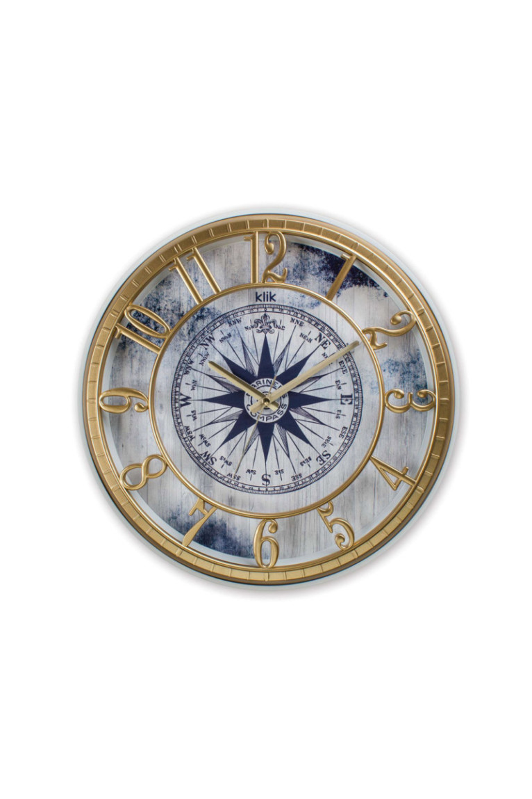 Horloge murale décorative - Or Bleu