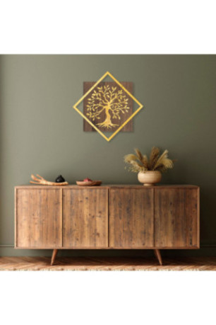 Accessoire mural décoratif en bois - Noyer doré