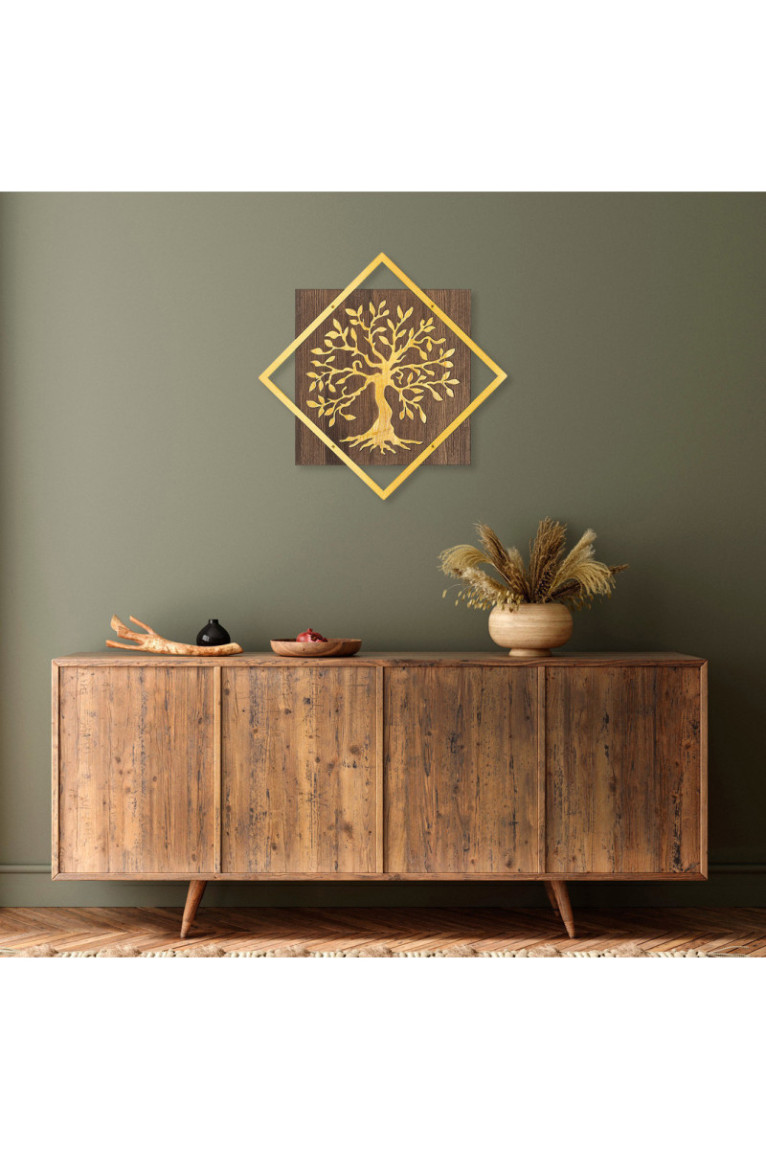 Accessoire mural décoratif en bois - Noyer doré