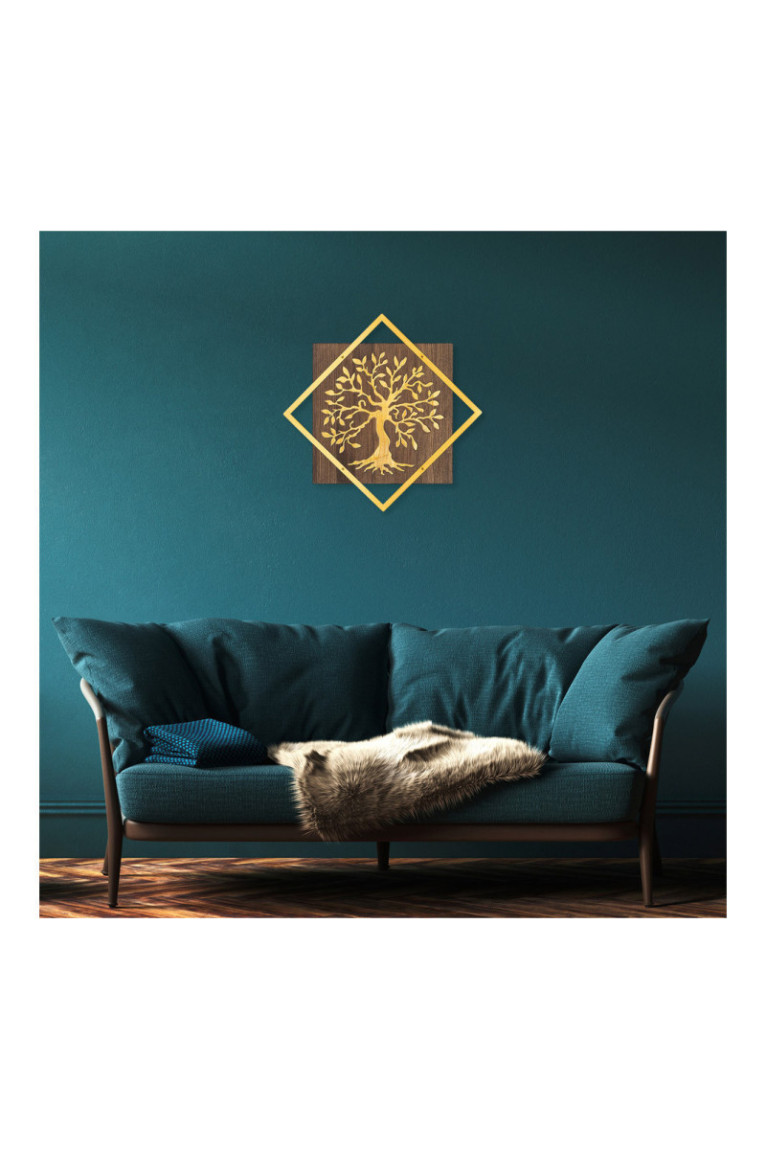 Accessoire mural décoratif en bois - Noyer doré