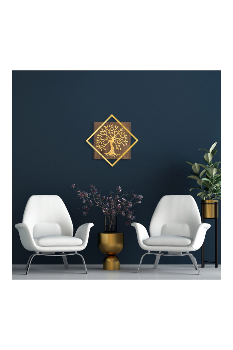 Accessoire mural décoratif en bois - Noyer doré