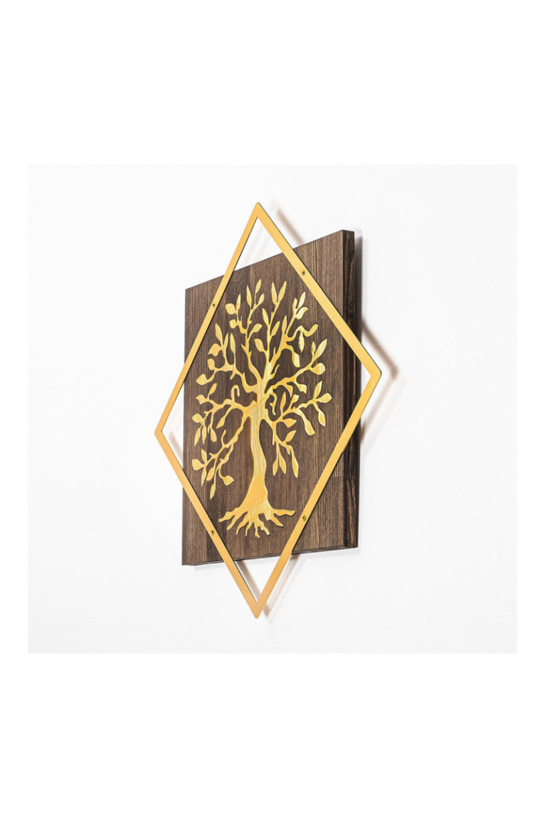 Accessoire mural décoratif en bois - Noyer doré