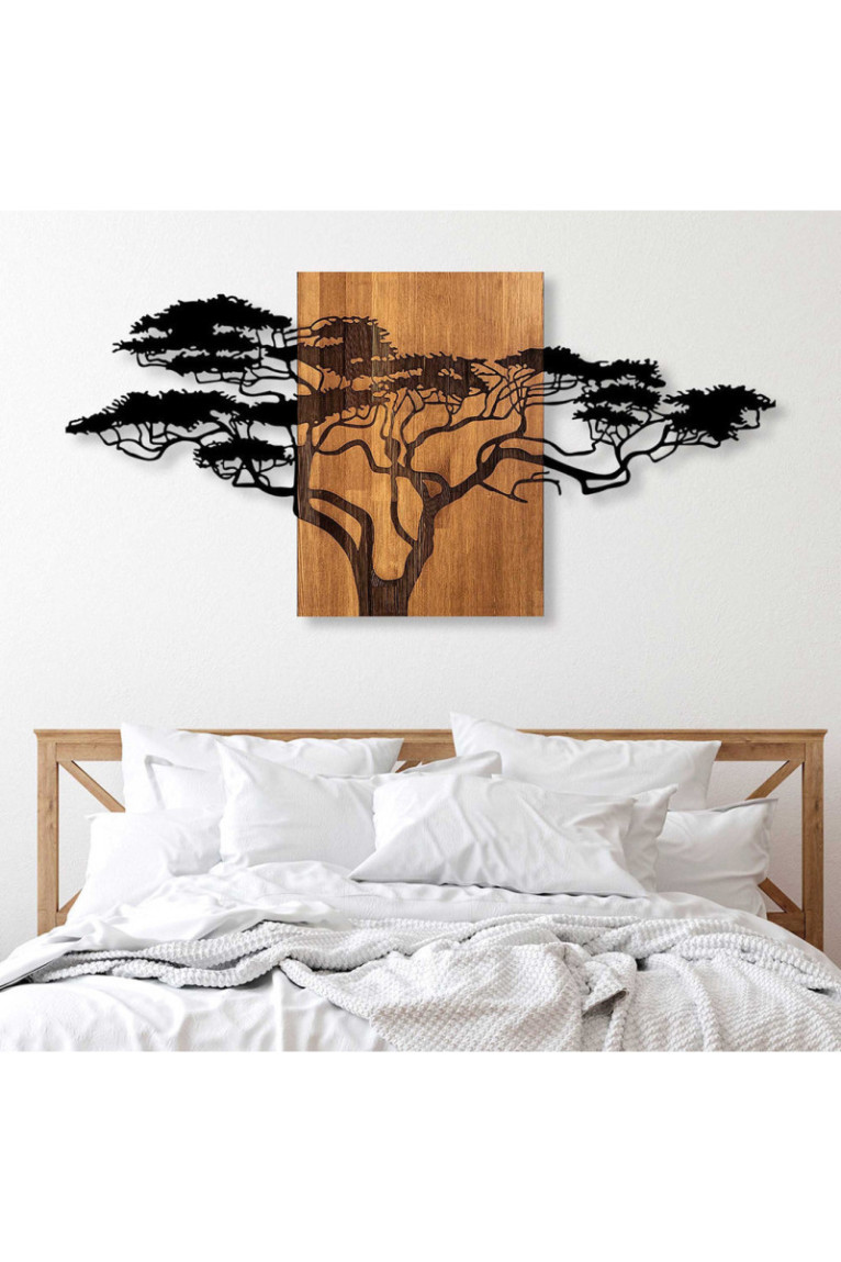 Accessoire mural décoratif en bois - Noir/Noyer